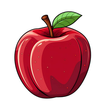 Vibrant Red Apple Cartoon Icon Illustration