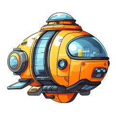 Futuristic Circular Spaceship Concept Illustration