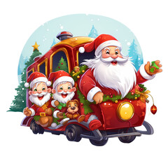 Festive Santa and elves on train journey