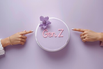 A pastel purple cake celebrating Gen Z style and creativity.