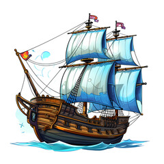 Vintage Pirate Ship & Talk Like A Pirate Day Font Banner