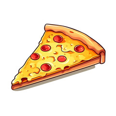 Cheerful Pizza Slice Sign Cartoon Illustration