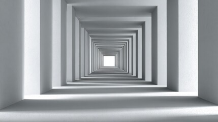 Infinite Perspective: Abstract Geometric Tunnel with Modern Symmetrical Architecture