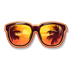 Trendy Sunglasses Sticker Design Isolated Illustration