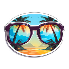 Cool Sunglasses Sticker Design Illustration Isolated
