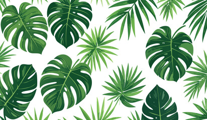 Seamless tropical pattern with palm leaves and summer vibes, botanical background © Nitin