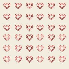 Minimalist Red Heart Pattern on Cream Background for Romantic Occasions and Stationary