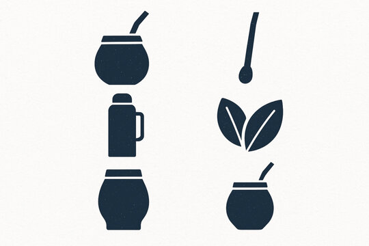 Uruguayan mate vector icons minimal rugged style
