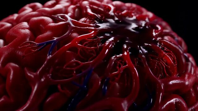 Close look at brain structure and blood flow in detailed 3D model
