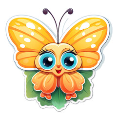 Whimsical butterfly cartoon sticker template design