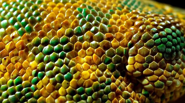 Close look at colorful snake scales with details of texture and pattern from a creature found in tropical regions