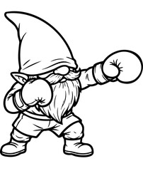 Gnome Boxer: An illustrated artwork of a whimsical gnome, ready for the boxing ring, punches with determination and spirit.