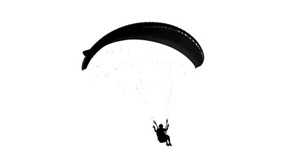 Paraglider in flight with a person attached