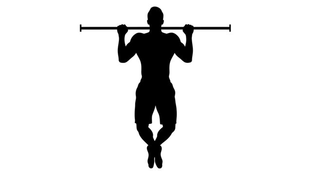 Silhouette of a person performing a pull up exercise
