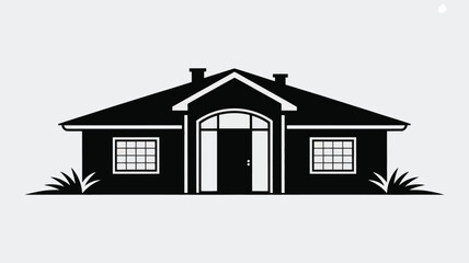 Black silhouette of a traditional house with a welcoming entryway.