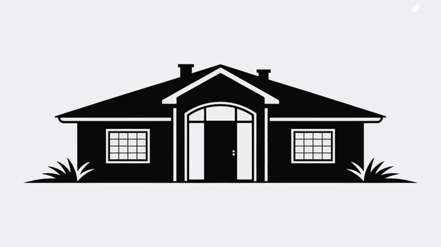 Black silhouette of a traditional house with a welcoming entryway.