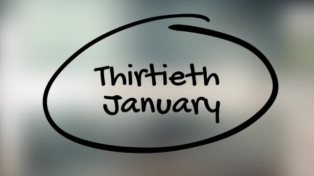 Thirtieth January Handwriting with Black Marker on Glass Surface