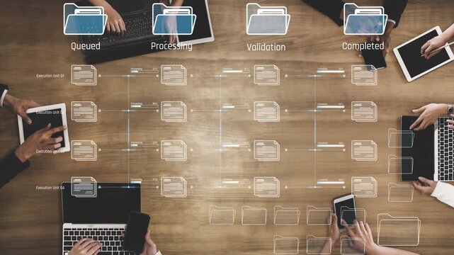 Task workflow system showing document progress through stages. Task tracking improves productivity, ensures visibility, task tracking supports planning, and task tracking manages status. Marrow