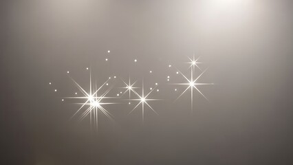 Twinkling White Star Cross Sparkles on Minimalist Warm Grey Background