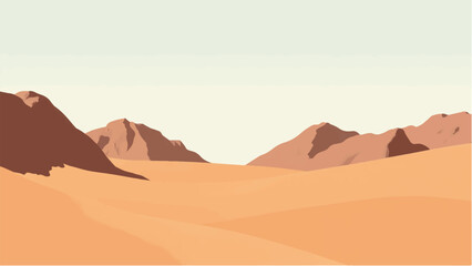 Rocky Desert landscape. Illustration of a desert landscape. Desert dunes. Vector illustration. © shazam