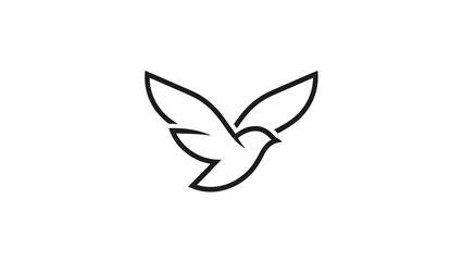 Minimalist black line art illustration of a bird in flight on a clean white background