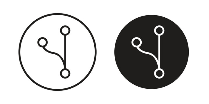 Code branch icons set in multiple style collection