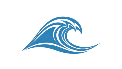 Obraz premium Stylized blue ocean wave graphic with white highlights on a clean white background