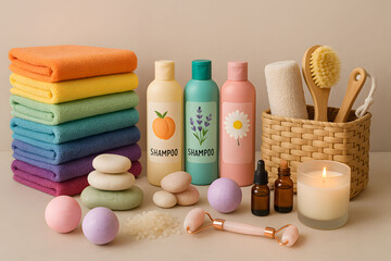 Pastel Aesthetic Bathroom Accessories and Skincare Set