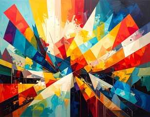 Abstract geometric painting with vibrant colors