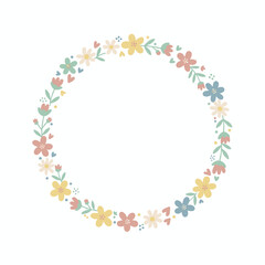 Fototapeta premium Romantic pastel floral heart with whimsical shapes