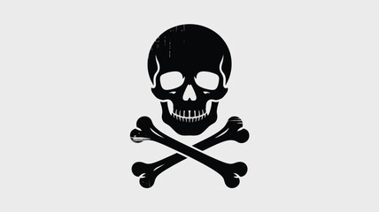 Jolly Roger pirate skull symbol with crossed bones on white