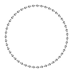 Hand drawn plants, dividers, wreaths, border frames. Circle floral frame with leaves on white background. Vector hand drawn illustration for wallpaper, posters, card. Copy space. Doodle style.