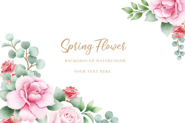 Elegant watercolor flowers border for wedding or greeting card composition. 
