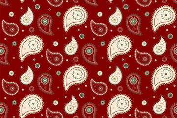 Naklejka premium Ethereal meadow of print paisley. Linen event to surface western. Background indian with chic luxury.