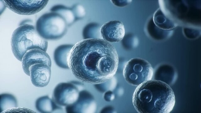 Dynamic movement of abstract bubbles in a fluid environment with blue tones