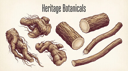 Explore a premium collection of engraved botanical roots and branches with intricate details and a vintage flair