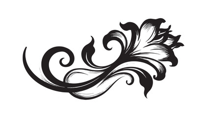 Fototapeta premium Basic Elegant Floral Ornament with Decorative Botanical Swirls, Detailed Petals, and Graceful Leaf Flourishes