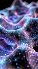 abstract futuristic neural network with glowing light particles