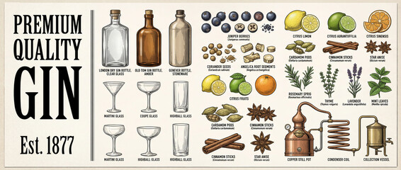 Experience the art of premium gin collection with engraved details showcasing quality craftsmanship and unique flavors