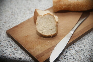 Fototapeta premium closeup bread with knife