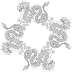 Circular Arrangement of Traditional Chinese Dragons