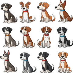 Obraz premium Collection of cute puppies sitting