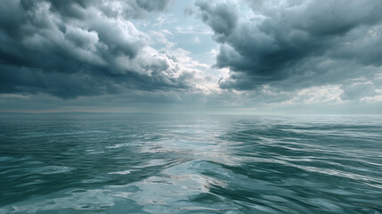 Obraz premium Weite Meereslandschaft mit bewegten Wellen und dramatischem Himmel