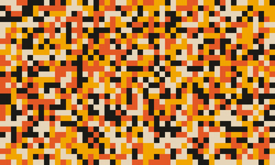 Fototapeta premium Abstract pixel art background. Vibrant orange, black, and beige squares create a dynamic, textured pattern perfect for website banners, social media posts, or modern design projects.