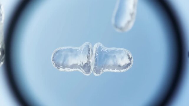 Transparent object distortion under magnifying glass with blue background