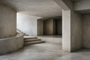 Minimal Concrete Interior with Architectural Stairs