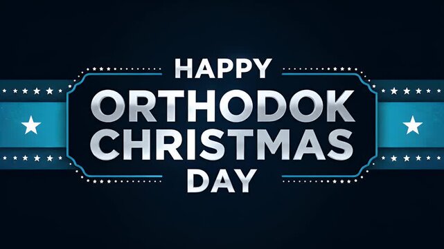 A blue banner with a greeting for Orthodox Christmas Day.