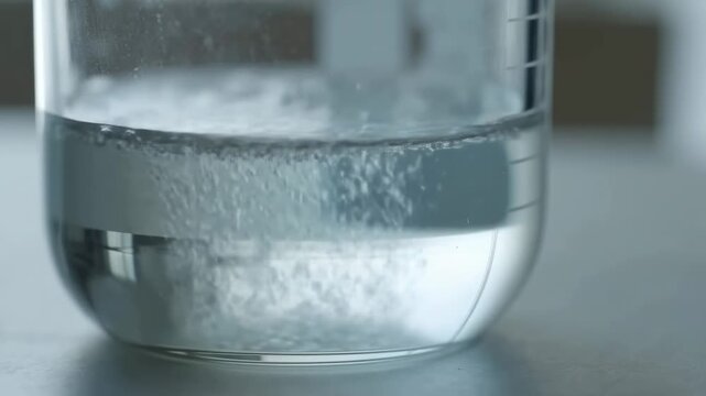 Effervescent tablet dissolving in water with bubbles rising
