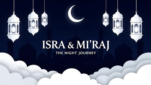 Islamic celebration banner for Isra and Mi'raj night journey