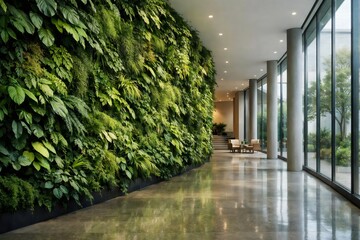 Modern Office Interior with Vertical Green Wall